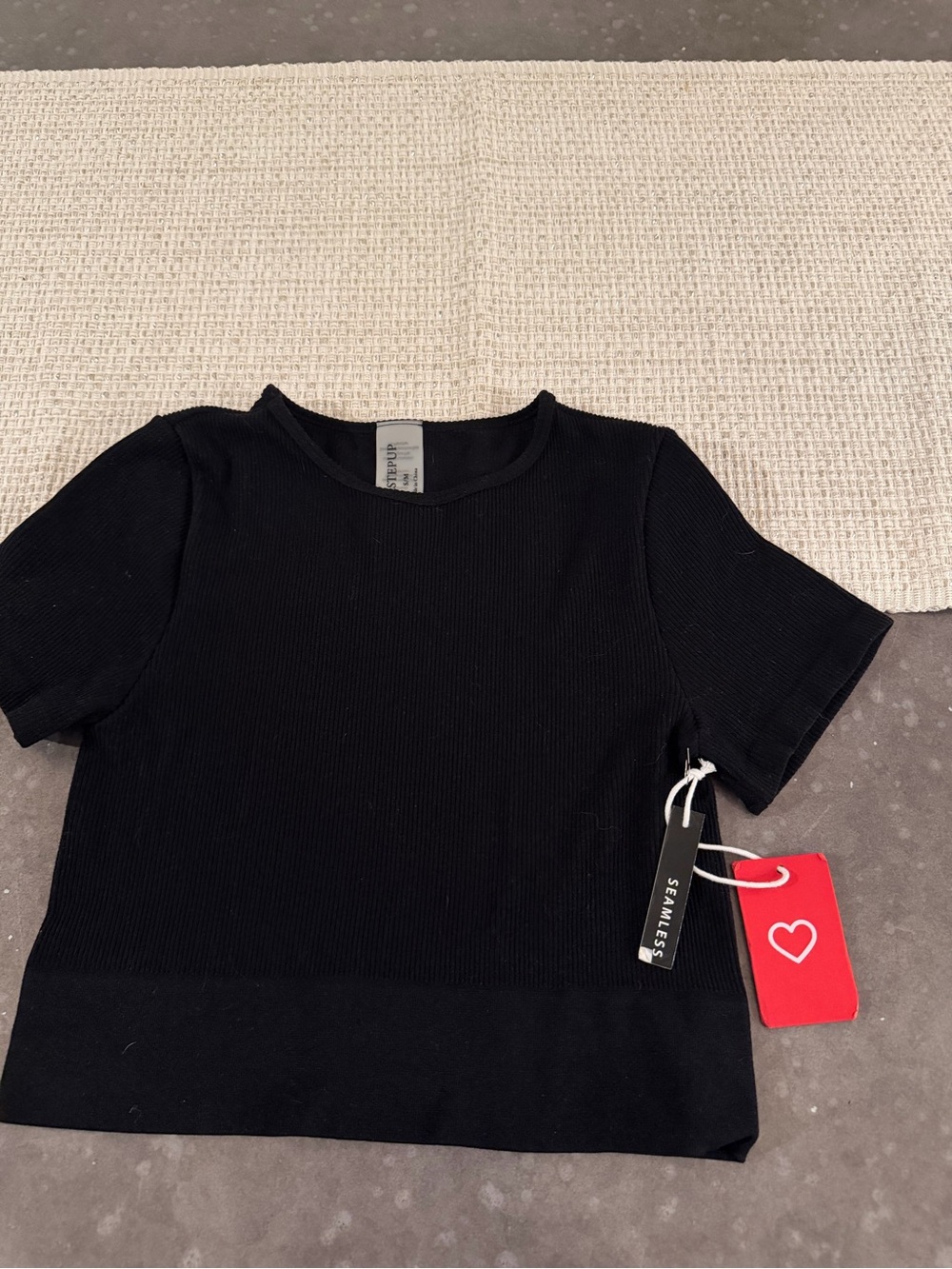 Black Ribbed Crop Top - Women's